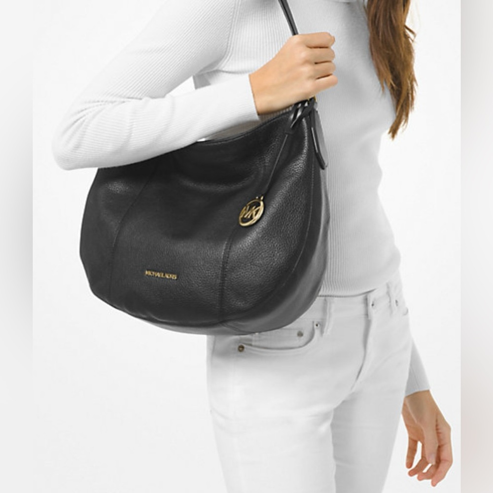 MICHAEL KORS BROOKE LARGE HOBO SHLDR LEATHER BLACK COLOR AND - Picture 16 of 16